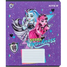 Зошит 12 арк., клітинка, УФ лак + глітер, Monster High MH24-232 Kite