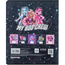 Зошит 12 арк., клітинка, УФ лак + глітер, Monster High MH24-232 Kite