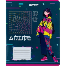 Зошит 12 арк., лінія, гібр. лак + УФ лак, Kite Anime K24-234-1