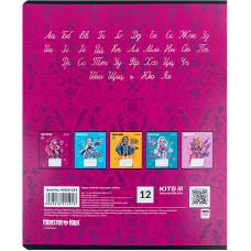Зошит 12 арк., лінія, гібр. лак + УФ лак, Monster High MH24-234 Kite