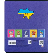 Зошит 12 арк., лінія, гібр. лак + УФ лак, Хоробрі тварини K24-234-2 Kite