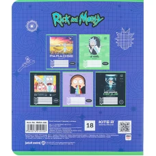 Зошит 18 арк., клітинка, софт тач + УФ лак, Rick and Morty RM24-236 Kite