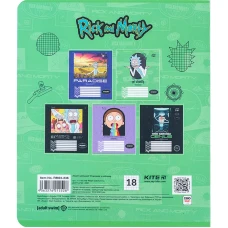 Зошит 18 арк., клітинка, софт тач + УФ лак, Rick and Morty RM24-236 Kite