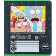 Зошит 18 арк., клітинка, софт тач + УФ лак, Rick and Morty RM24-236 Kite