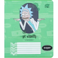 Зошит 18 арк., клітинка, софт тач + УФ лак, Rick and Morty RM24-236 Kite