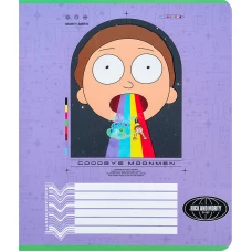 Зошит 18 арк., клітинка, софт тач + УФ лак, Rick and Morty RM24-236 Kite