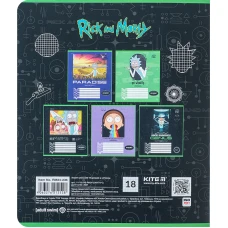 Зошит 18 арк., клітинка, софт тач + УФ лак, Rick and Morty RM24-236 Kite