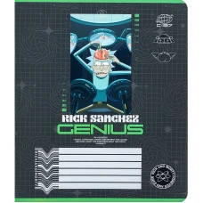 Зошит 18 арк., клітинка, софт тач + УФ лак, Rick and Morty RM24-236 Kite