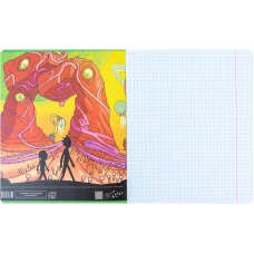Зошит 18 арк., клітинка, софт тач + УФ лак, Rick and Morty RM24-236 Kite