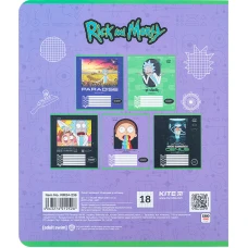 Зошит 18 арк., клітинка, софт тач + УФ лак, Rick and Morty RM24-236 Kite