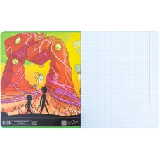 Зошит 18 арк., клітинка, софт тач + УФ лак, Rick and Morty RM24-236 Kite