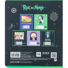 Зошит 18 арк., клітинка, софт тач + УФ лак, Rick and Morty RM24-236 Kite