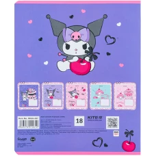 Зошит 18 арк., лінія, софт-тач + УФ лак, Kuromi HK24-237 Kite