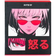 Зошит 48 арк., клітинка, гібр. лак + УФ лак, Kite Anime K24-259-2 Kite