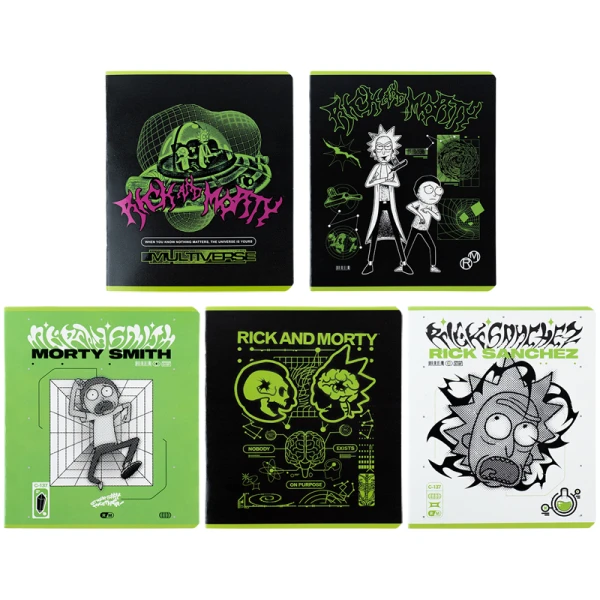 Зошит 48 арк., клітинка, гібр. лак + УФ лак, Rick and Morty RM24-259 Kite