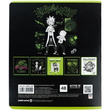 Зошит 48 арк., клітинка, гібр. лак + УФ лак, Rick and Morty RM24-259 Kite