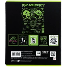 Зошит 48 арк., клітинка, гібр. лак + УФ лак, Rick and Morty RM24-259 Kite