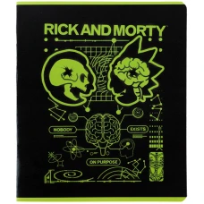 Зошит 48 арк., клітинка, гібр. лак + УФ лак, Rick and Morty RM24-259 Kite