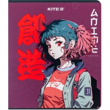 Зошит 24 арк., клітинка, софт тач + УФ лак, Kite Anime K24-238