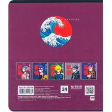 Зошит 24 арк., клітинка, софт тач + УФ лак, Kite Anime K24-238