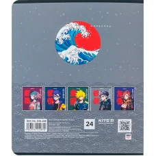 Зошит 24 арк., клітинка, софт тач + УФ лак, Kite Anime K24-238