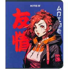 Зошит 24 арк., клітинка, софт тач + УФ лак, Kite Anime K24-238