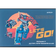 Зошит для малювання, 12 арк., скоба, софт тач + УФ лак, Transformers TF24-241 Kite