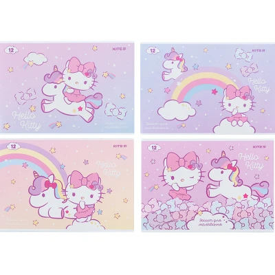 Зошит для малювання, 12 арк., скоба, УФ лак + глітер, Hello Kitty HK24-241 Kite