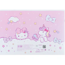Зошит для малювання, 12 арк., скоба, УФ лак + глітер, Hello Kitty HK24-241 Kite
