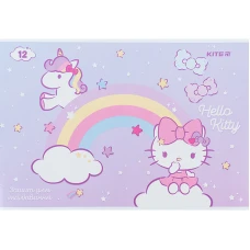 Зошит для малювання, 12 арк., скоба, УФ лак + глітер, Hello Kitty HK24-241 Kite