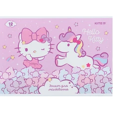 Зошит для малювання, 12 арк., скоба, УФ лак + глітер, Hello Kitty HK24-241 Kite