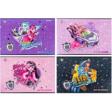 Зошит для малювання, 12 арк., скоба, УФ лак + глітер, Monster High MH24-241 Kite