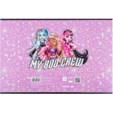 Зошит для малювання, 12 арк., скоба, УФ лак + глітер, Monster High MH24-241 Kite