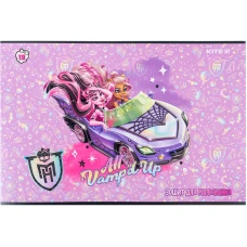 Зошит для малювання, 12 арк., скоба, УФ лак + глітер, Monster High MH24-241 Kite