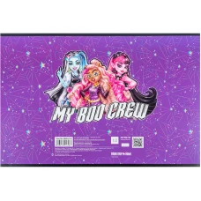 Зошит для малювання, 12 арк., скоба, УФ лак + глітер, Monster High MH24-241 Kite