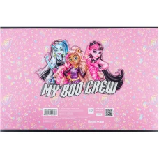 Зошит для малювання, 12 арк., скоба, УФ лак + глітер, Monster High MH24-241 Kite