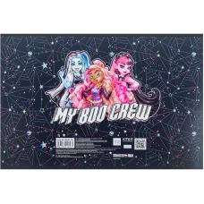 Зошит для малювання, 12 арк., скоба, УФ лак + глітер, Monster High MH24-241 Kite