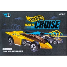 Зошит для малювання, 24 арк., скоба, софт тач + УФ лак, Hot Wheels HW24-242 Kite