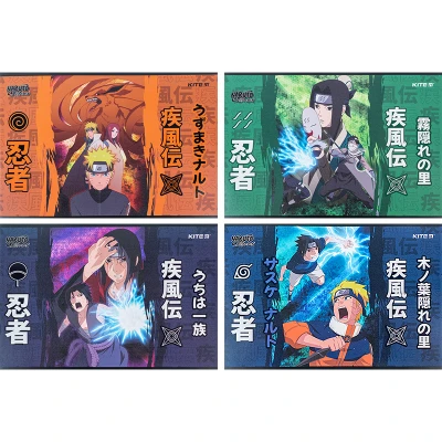 Зошит для малювання, 12 арк., скоба, гібр. лак + УФ лак, Naruto NR24-241 Kite