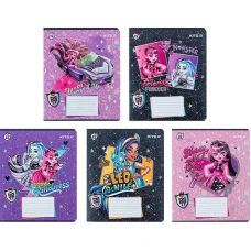 Зошит 12 арк., клітинка, УФ лак + глітер, Monster High MH24-232 Kite