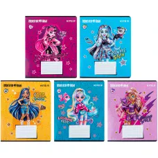 Зошит 12 арк., лінія, гібр. лак + УФ лак, Monster High MH24-234 Kite