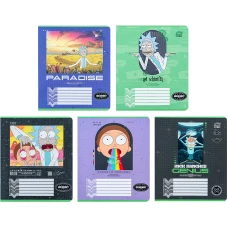 Зошит 18 арк., клітинка, софт тач + УФ лак, Rick and Morty RM24-236 Kite