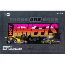 Зошит для малювання, 24 арк., скоба, софт тач + УФ лак, Hot Wheels HW24-242 Kite
