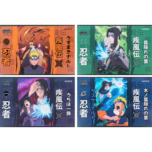 Зошит для малювання, 12 арк., скоба, гібр. лак + УФ лак, Naruto NR24-241 Kite