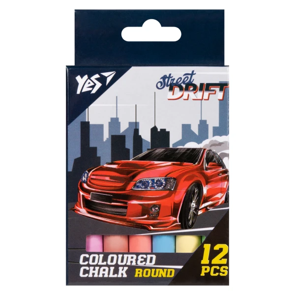 Крейда кольорова, кругла, 12шт. "Street Drift" 400522 YES