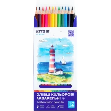 Олівці кольорові акварельні, 12 шт. Kite Classic, K-1049