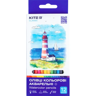 Олівці кольорові акварельні, 12 шт. Kite Classic, K-1049