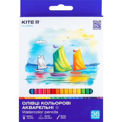 Олівці кольорові акварельні, 36 шт. Kite Classic, K-1052