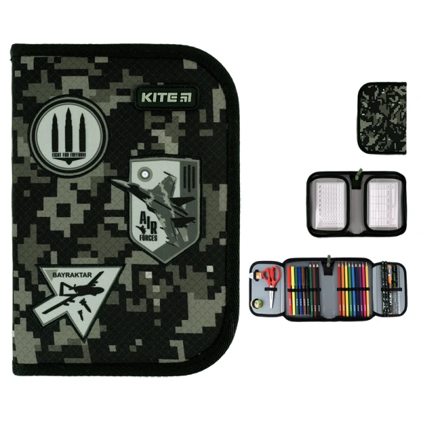 Пенал Kite 1 від., 2 відв., з наповненням K24-622H-10 Air Force