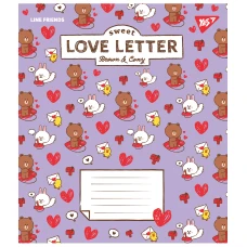 Зошит А5/12 арк коса YES Line Friends. Love letter, 766934